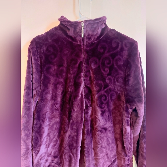 Cozees by Jasmine Rose House Robe house coat Velour purple Vine design - Picture 3 of 7